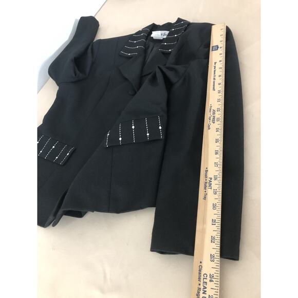 Henry Lee Women Blazer 12 Embroidered Long Sleeve Clueless Preppy Black 3 Button - Picture 7 of 8